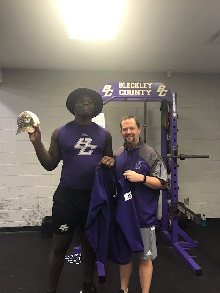 Amarius Mims and Bleckley County Head Coach Von Lassiter